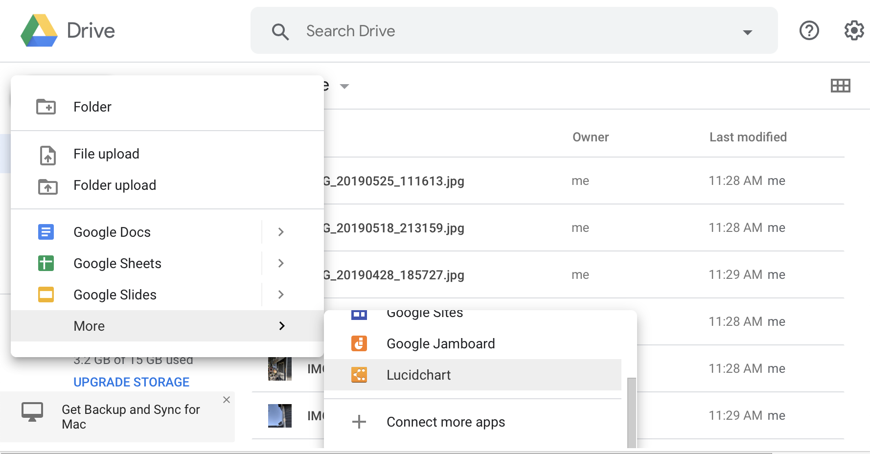 screenshot of Google Drive
